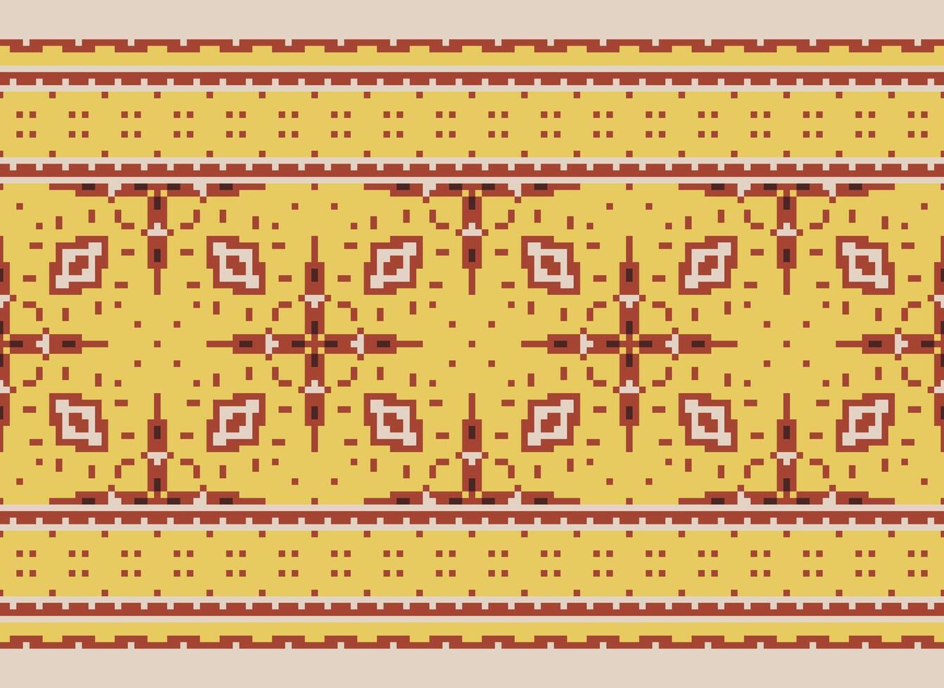 Pixel Ethnic pattern vector background. seamless pattern traditional, Design for background, wallpaper, Batik, fabric, carpet, clothing, wrapping, and textile.ethnic pattern Vector illustration.