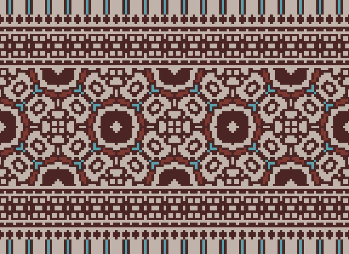 Pixel Ethnic pattern vector background. seamless pattern traditional, Design for background, wallpaper, Batik, fabric, carpet, clothing, wrapping, and textile.ethnic pattern Vector illustration.