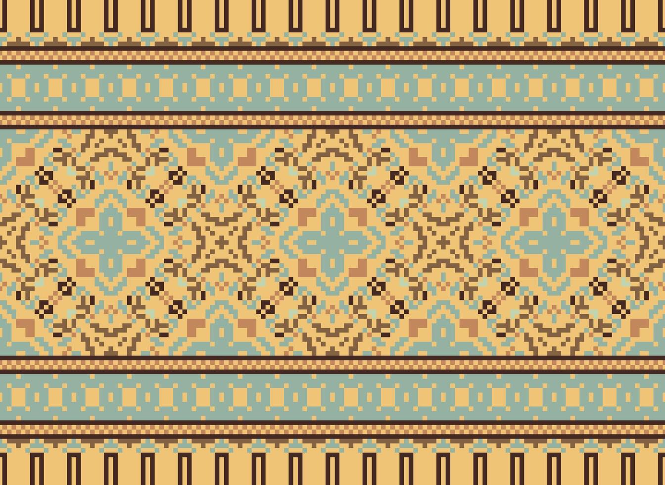 píxel étnico modelo vector antecedentes. sin costura modelo tradicional, diseño para fondo, fondo de pantalla, batik, tela, alfombra, ropa, envase, y textil.étnico modelo vector ilustración.