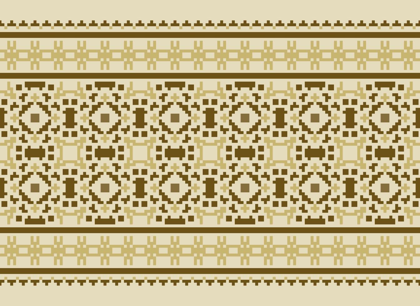Pixel cross stitch traditional ethnic pattern paisley flower Ikat background abstract Aztec African Indonesian Indian seamless pattern for fabric print cloth dress carpet curtains and sarong vector