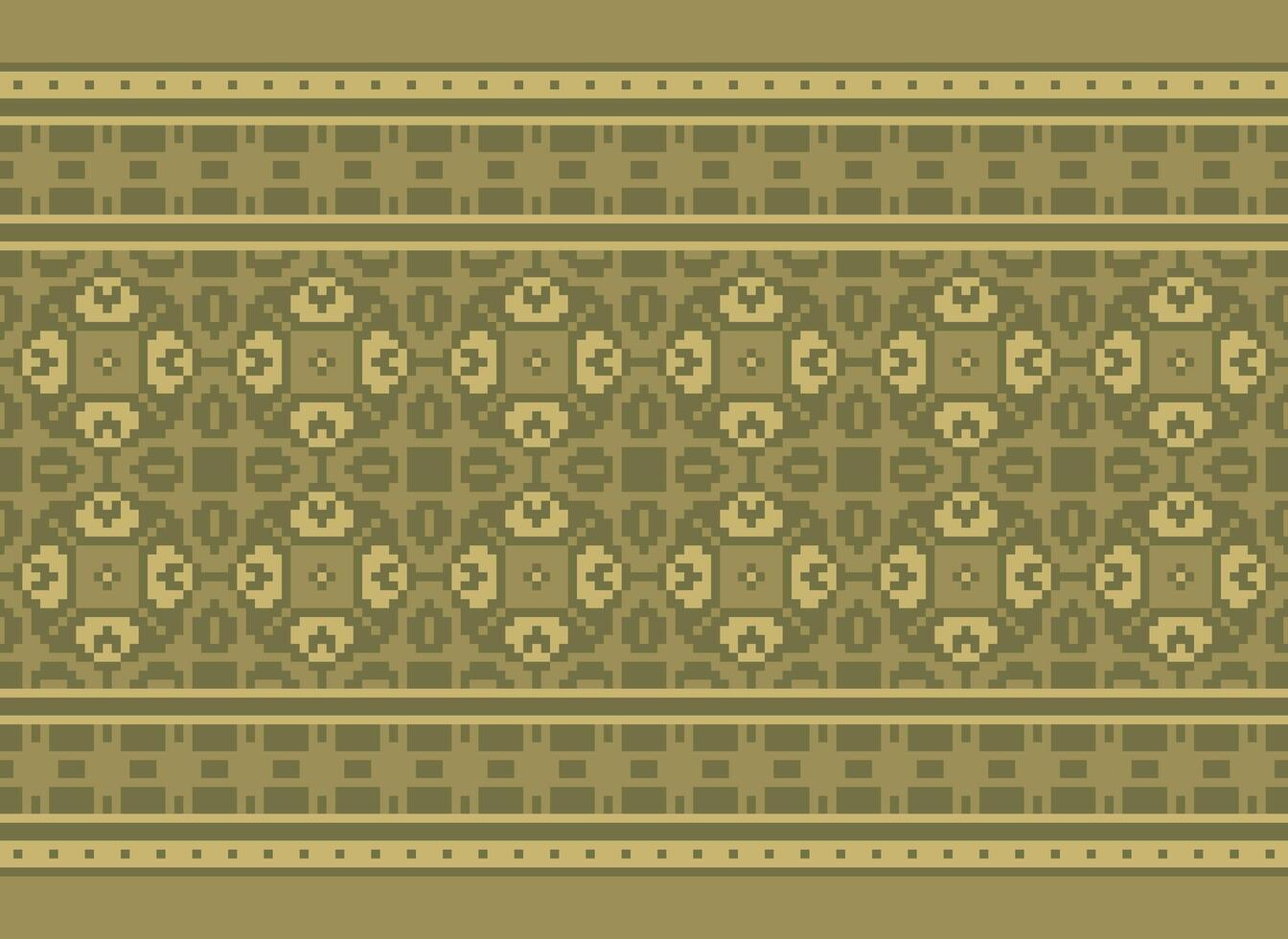 Pixel cross stitch traditional ethnic pattern paisley flower Ikat background abstract Aztec African Indonesian Indian seamless pattern for fabric print cloth dress carpet curtains and sarong vector