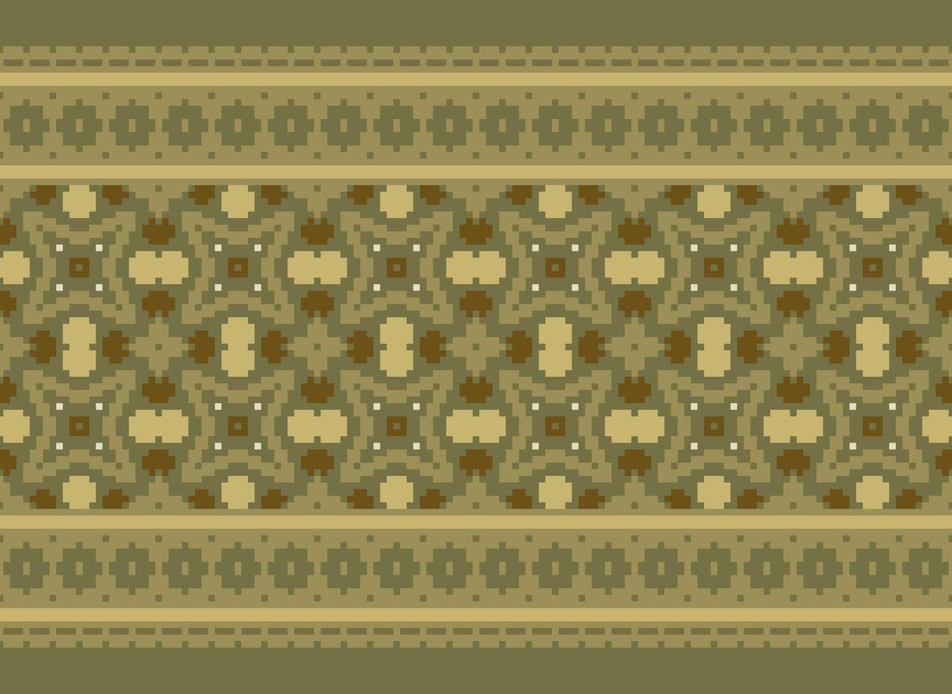 Pixel cross stitch traditional ethnic pattern paisley flower Ikat background abstract Aztec African Indonesian Indian seamless pattern for fabric print cloth dress carpet curtains and sarong vector