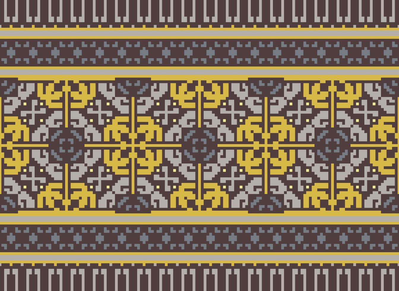Embroidery ethnic pattern, Vector Geometric ornate background, Cross stitch retro zigzag style, Blue and yellow pattern knitting continuous, Design for textile, fabric, ceramic, digital print