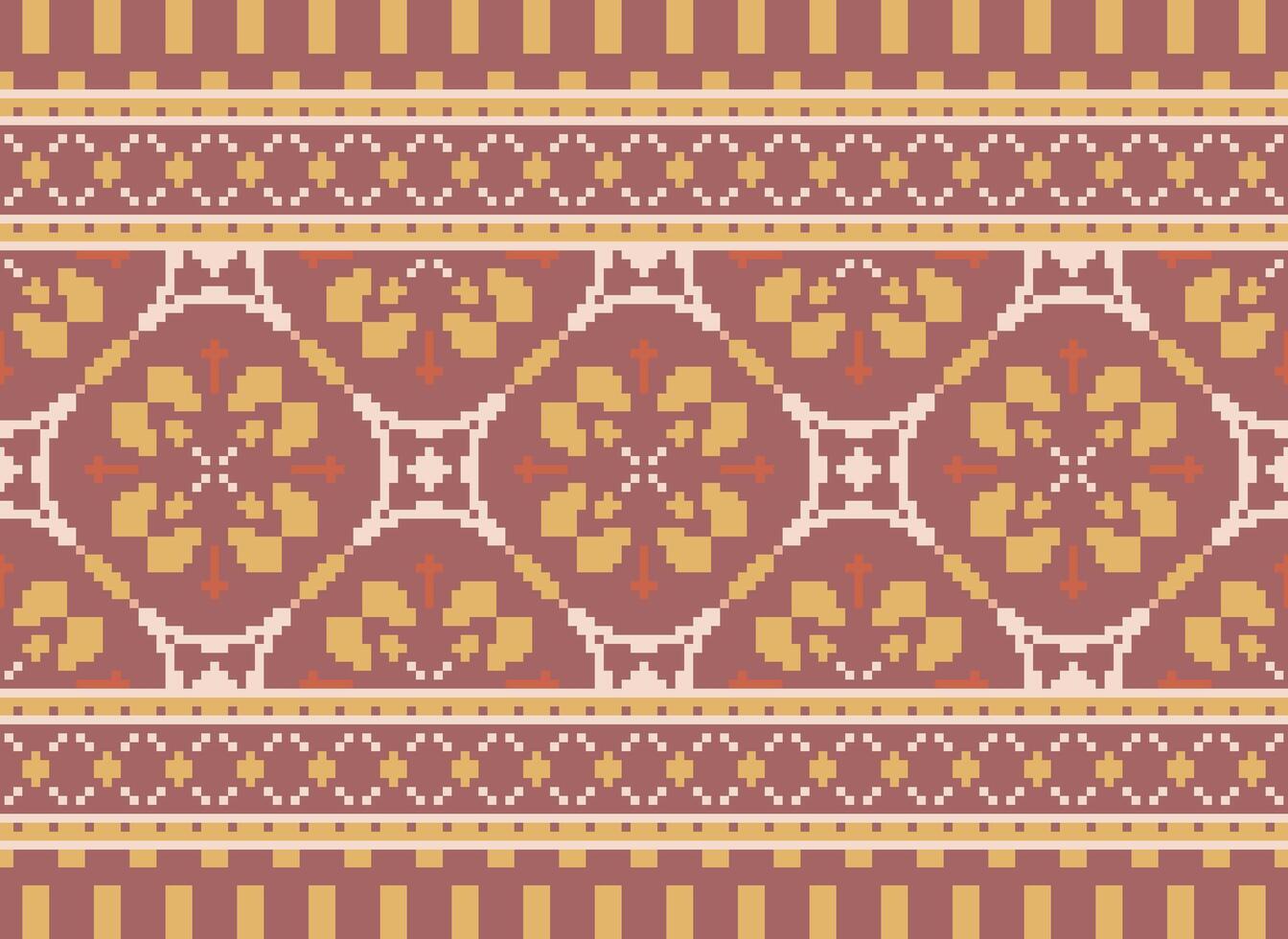 Embroidery ethnic pattern, Vector Geometric ornate background, Cross stitch retro zigzag style, Blue and yellow pattern knitting continuous, Design for textile, fabric, ceramic, digital print