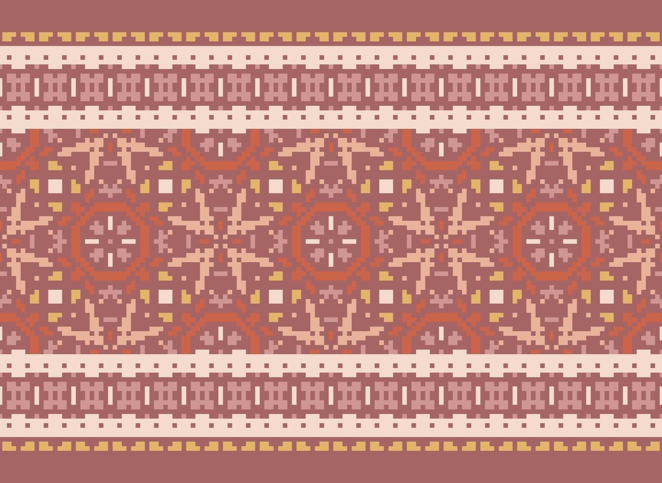 Embroidery ethnic pattern, Vector Geometric ornate background, Cross stitch retro zigzag style, Blue and yellow pattern knitting continuous, Design for textile, fabric, ceramic, digital print