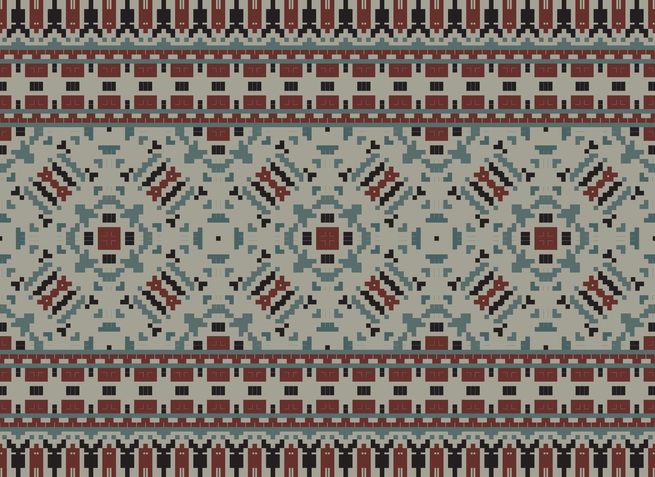 Embroidery ethnic pattern, Vector Geometric ornate background, Cross stitch retro zigzag style, Blue and yellow pattern knitting continuous, Design for textile, fabric, ceramic, digital print