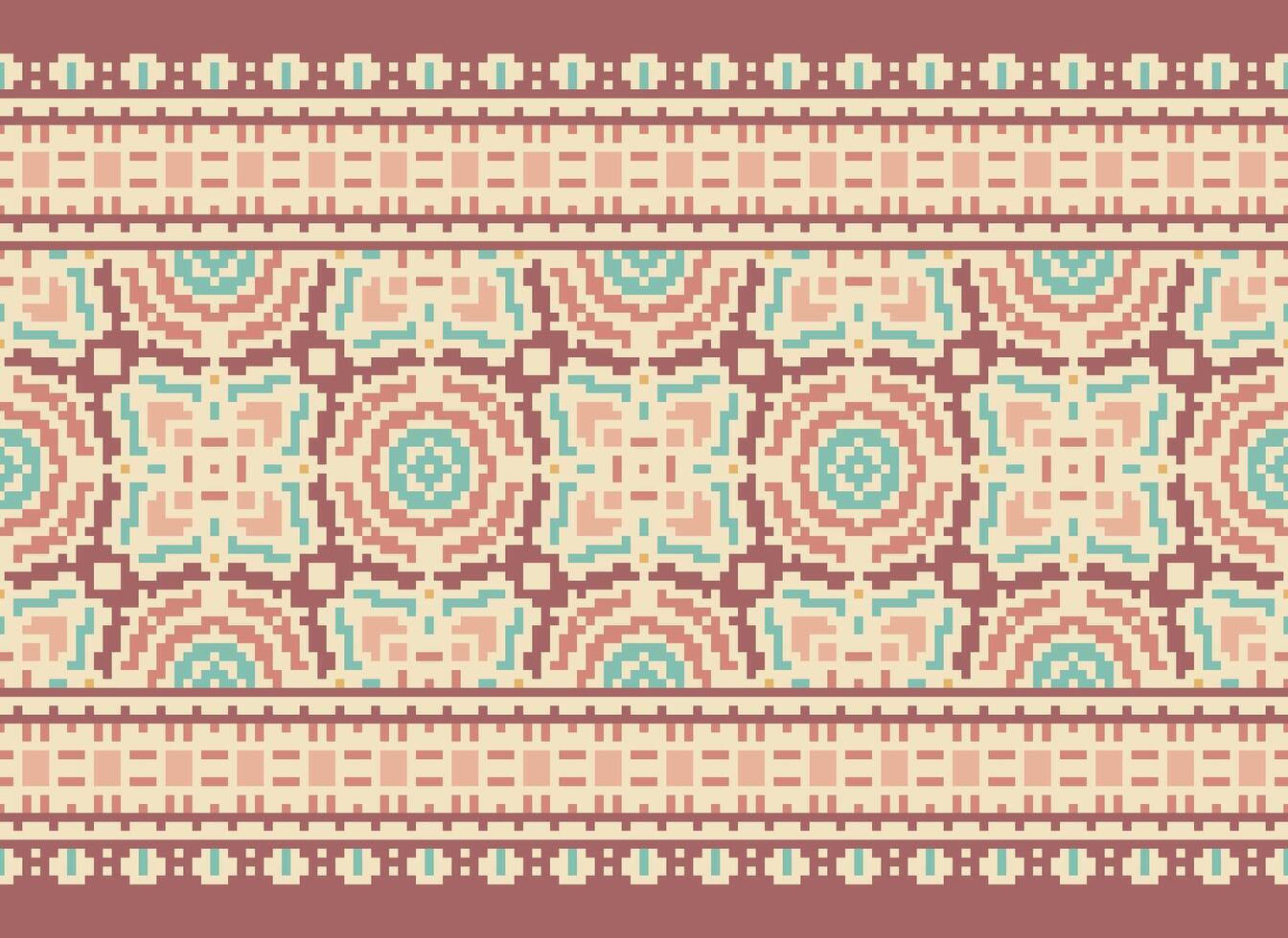 Embroidery ethnic pattern, Vector Geometric ornate background, Cross stitch retro zigzag style, Blue and yellow pattern knitting continuous, Design for textile, fabric, ceramic, digital print
