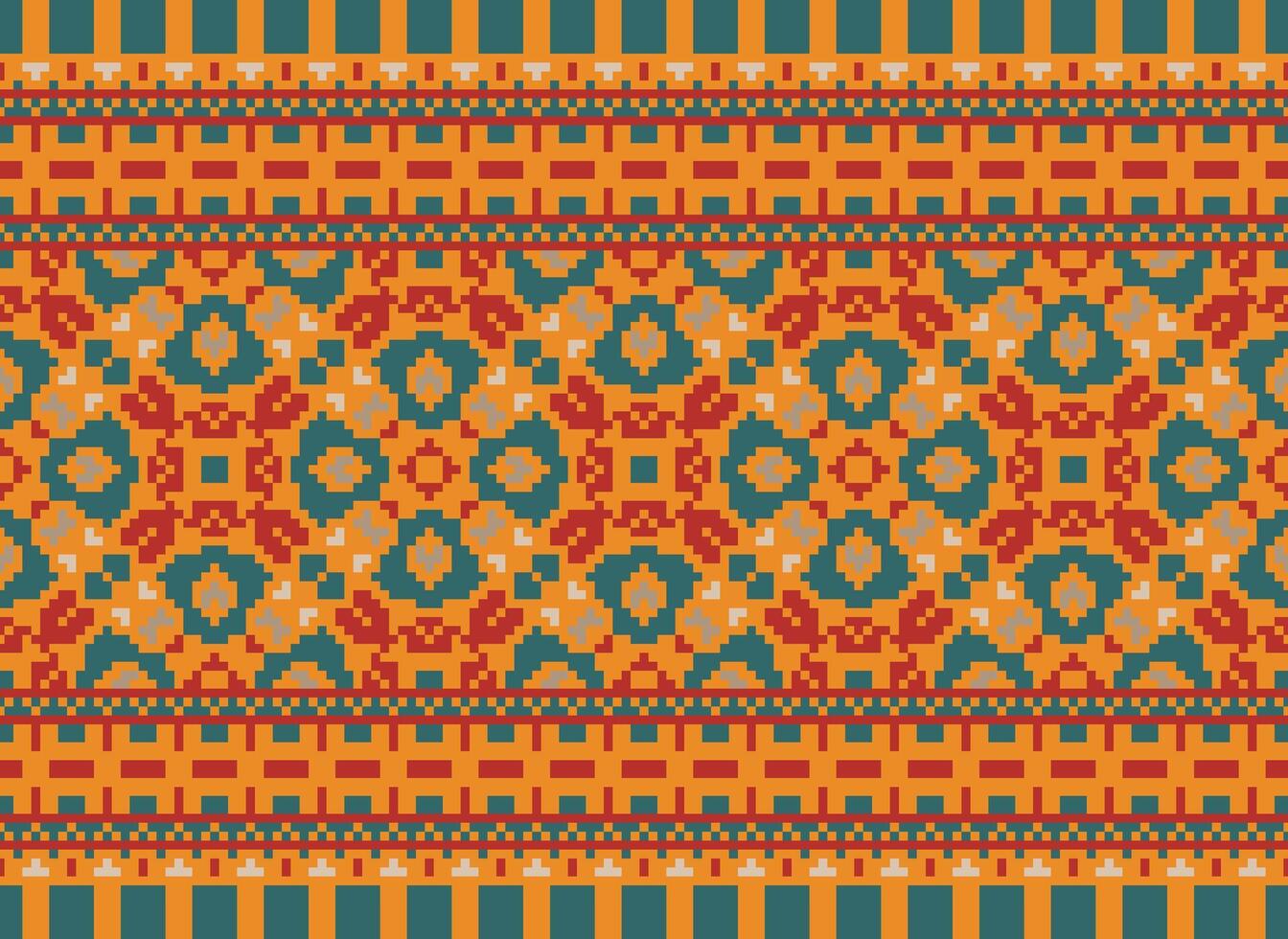Embroidery ethnic pattern, Vector Geometric ornate background, Cross stitch retro zigzag style, Blue and yellow pattern knitting continuous, Design for textile, fabric, ceramic, digital print