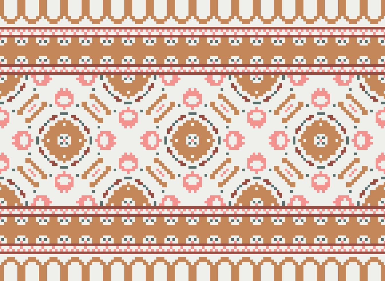 Embroidery ethnic pattern, Vector Geometric ornate background, Cross stitch retro zigzag style, Blue and yellow pattern knitting continuous, Design for textile, fabric, ceramic, digital print