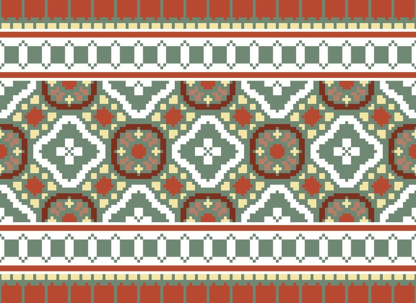 Embroidery ethnic pattern, Vector Geometric ornate background, Cross stitch retro zigzag style, Blue and yellow pattern knitting continuous, Design for textile, fabric, ceramic, digital print