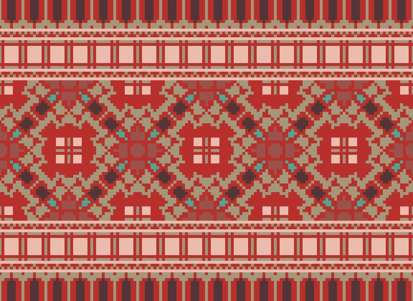 Embroidery ethnic pattern, Vector Geometric ornate background, Cross stitch retro zigzag style, Blue and yellow pattern knitting continuous, Design for textile, fabric, ceramic, digital print