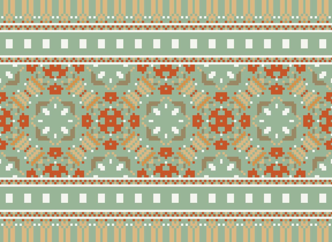 Embroidery ethnic pattern, Vector Geometric ornate background, Cross stitch retro zigzag style, Blue and yellow pattern knitting continuous, Design for textile, fabric, ceramic, digital print