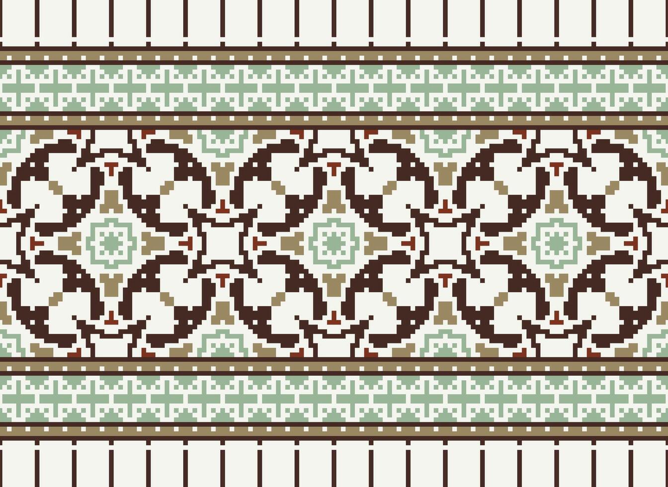 Embroidery ethnic pattern, Vector Geometric ornate background, Cross stitch retro zigzag style, Blue and yellow pattern knitting continuous, Design for textile, fabric, ceramic, digital print