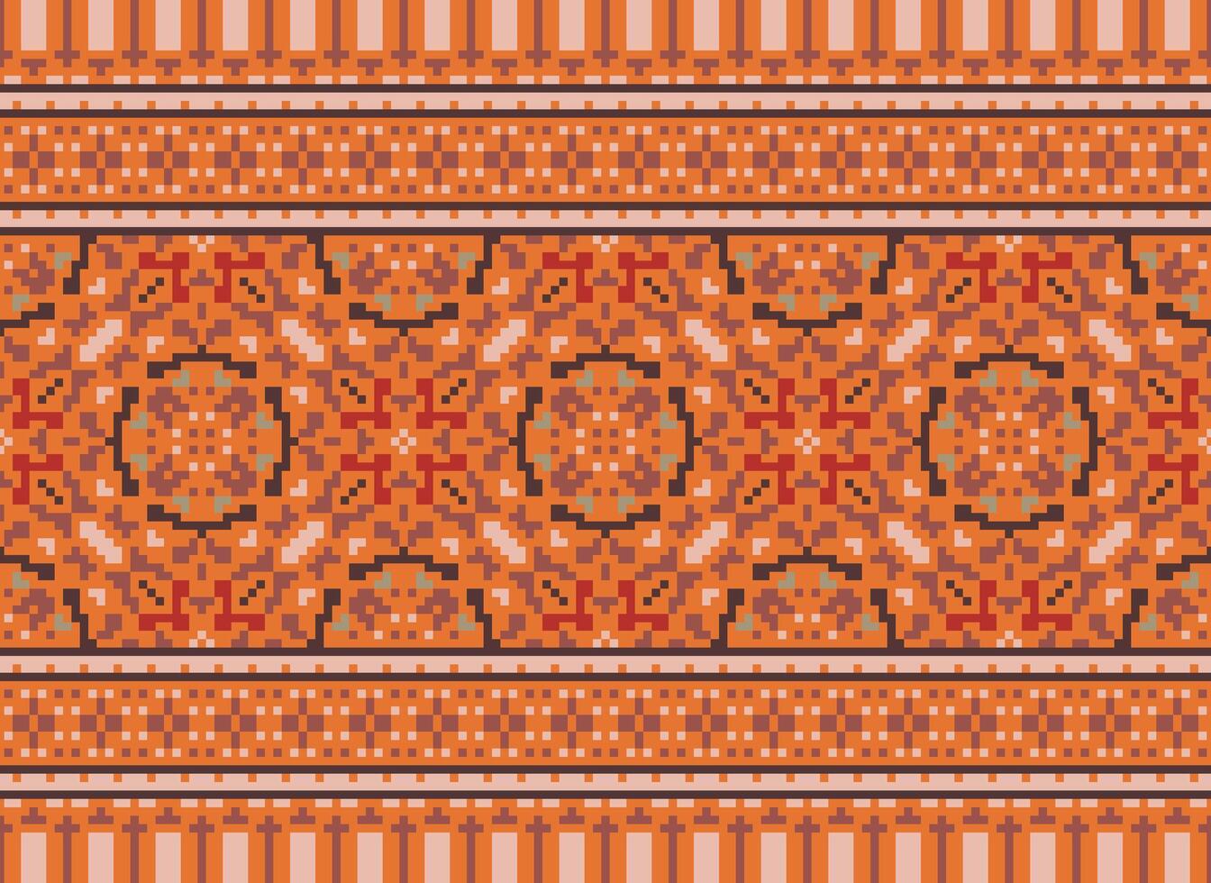 Embroidery ethnic pattern, Vector Geometric ornate background, Cross stitch retro zigzag style, Blue and yellow pattern knitting continuous, Design for textile, fabric, ceramic, digital print