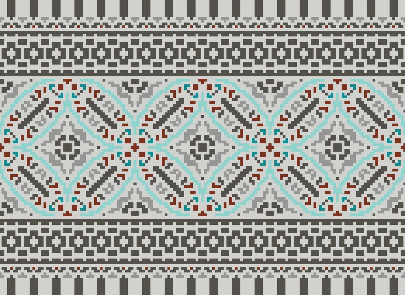 Embroidery ethnic pattern, Vector Geometric ornate background, Cross stitch retro zigzag style, Blue and yellow pattern knitting continuous, Design for textile, fabric, ceramic, digital print