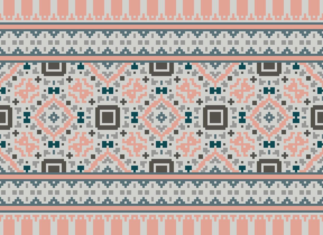 Embroidery ethnic pattern, Vector Geometric ornate background, Cross stitch retro zigzag style, Blue and yellow pattern knitting continuous, Design for textile, fabric, ceramic, digital print