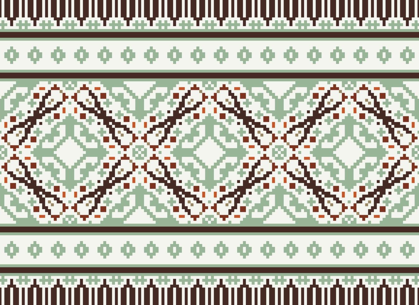 Embroidery ethnic pattern, Vector Geometric ornate background, Cross stitch retro zigzag style, Blue and yellow pattern knitting continuous, Design for textile, fabric, ceramic, digital print