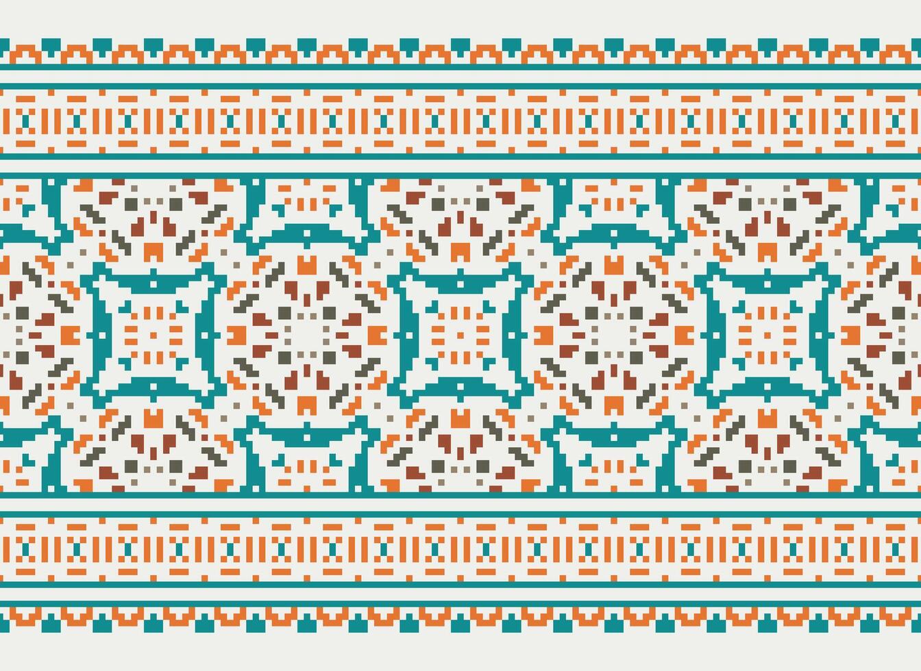 Embroidery ethnic pattern, Vector Geometric ornate background, Cross stitch retro zigzag style, Blue and yellow pattern knitting continuous, Design for textile, fabric, ceramic, digital print