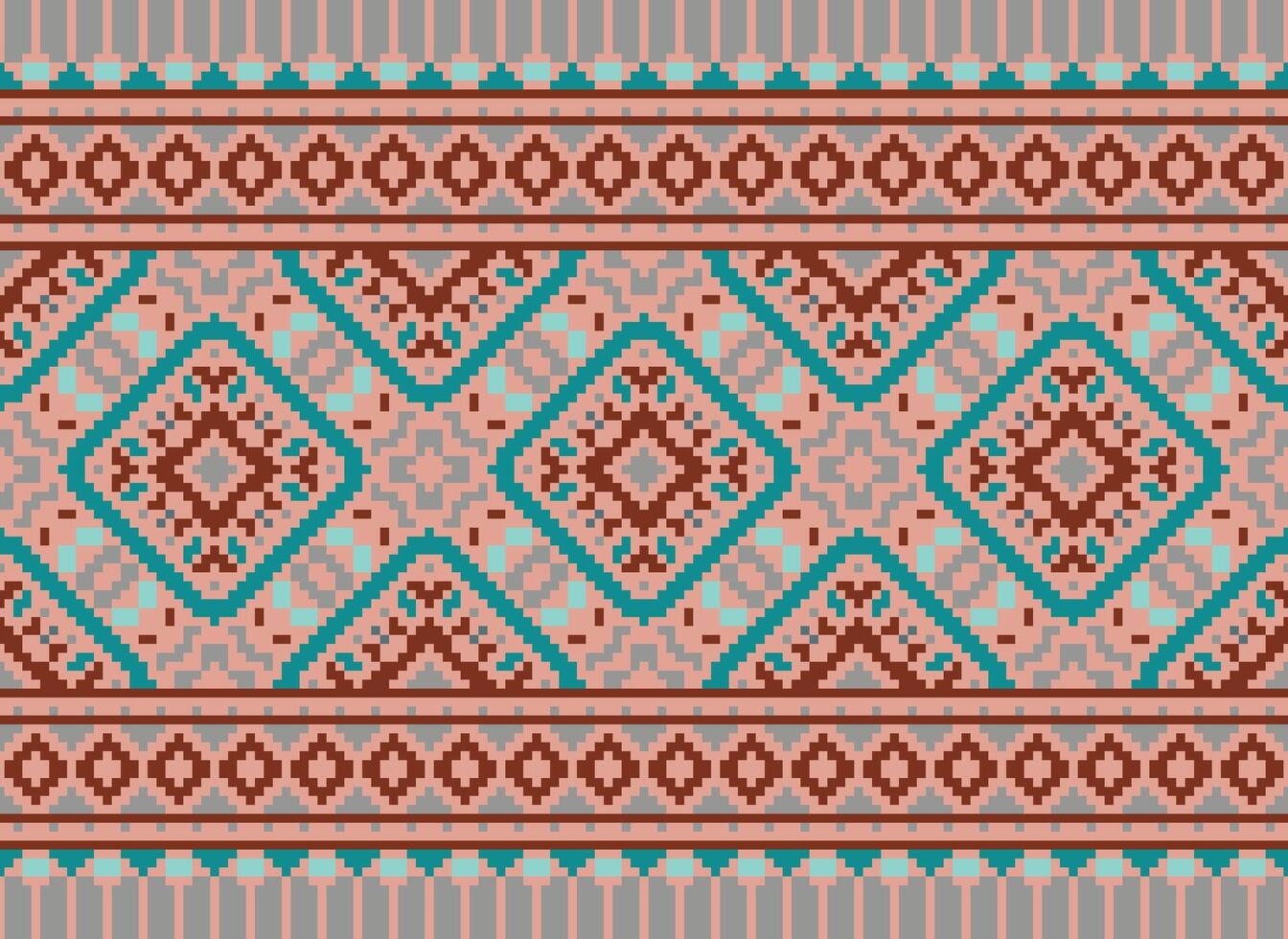 Embroidery ethnic pattern, Vector Geometric ornate background, Cross stitch retro zigzag style, Blue and yellow pattern knitting continuous, Design for textile, fabric, ceramic, digital print