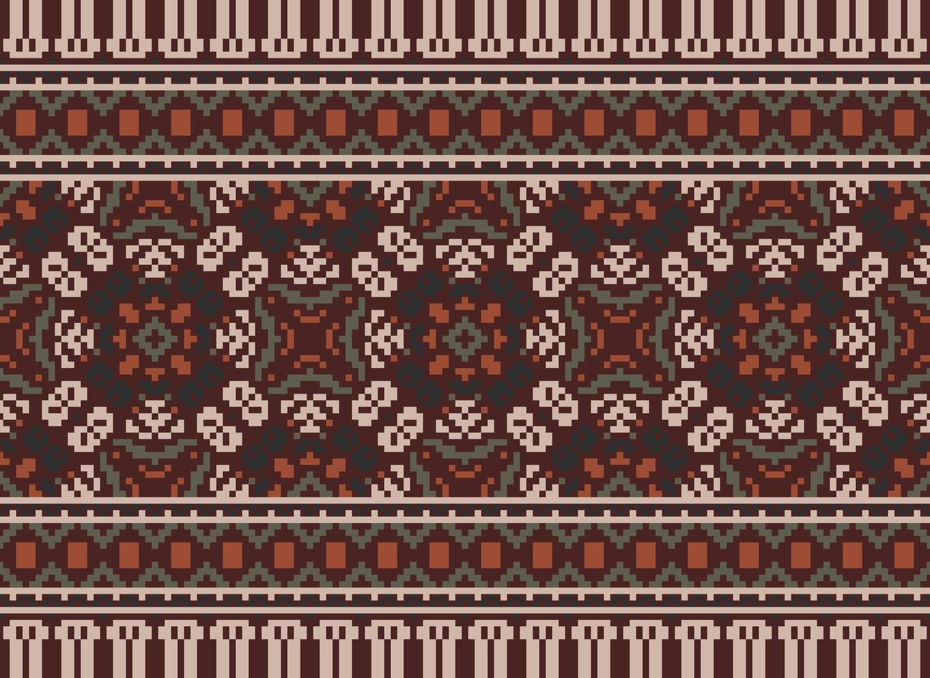 píxel étnico modelo vector antecedentes. sin costura modelo tradicional, diseño para fondo, fondo de pantalla, batik, tela, alfombra, ropa, envase, y textil.étnico modelo vector ilustración.