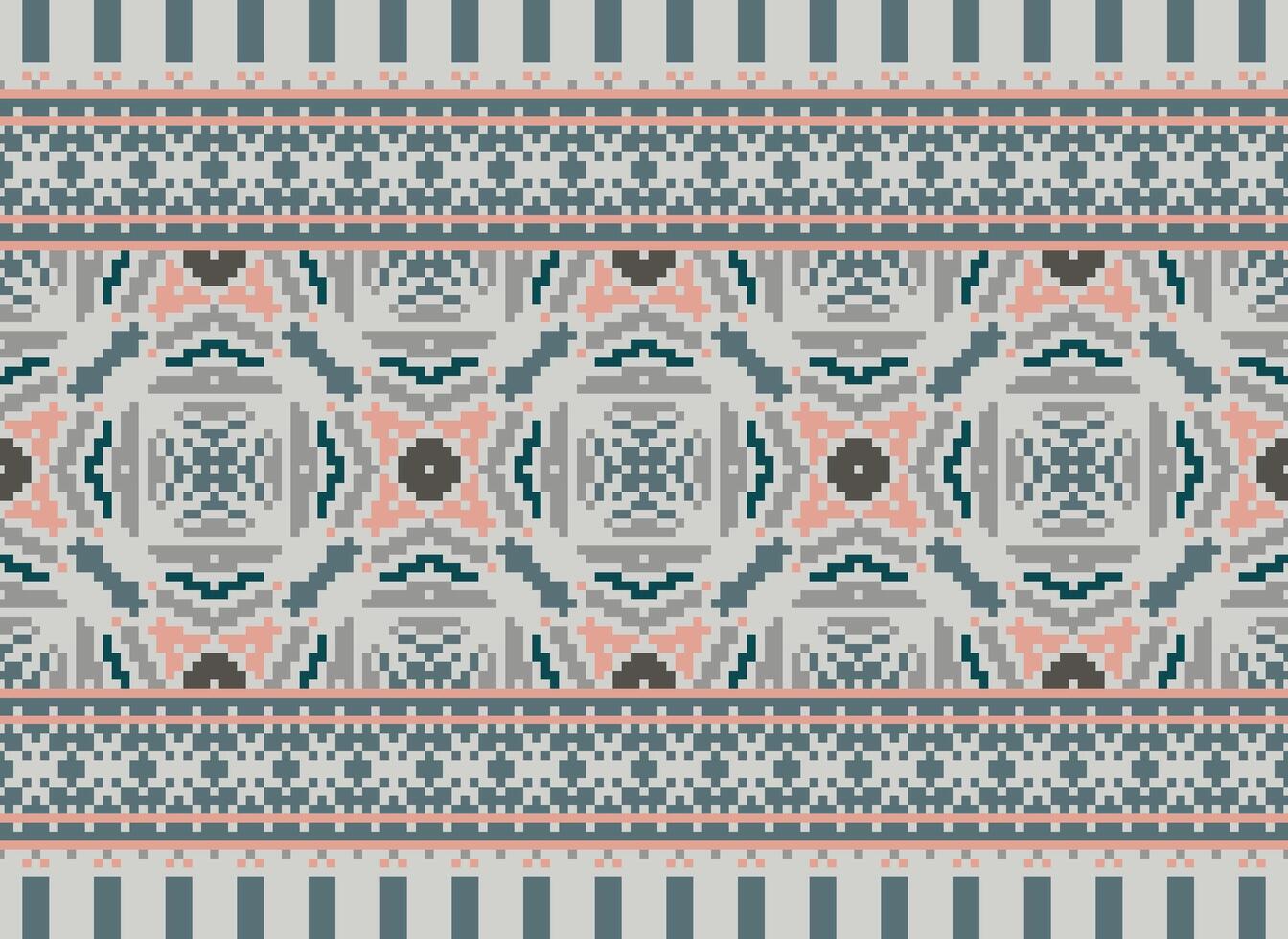 Embroidery ethnic pattern, Vector Geometric ornate background, Cross stitch retro zigzag style, Blue and yellow pattern knitting continuous, Design for textile, fabric, ceramic, digital print