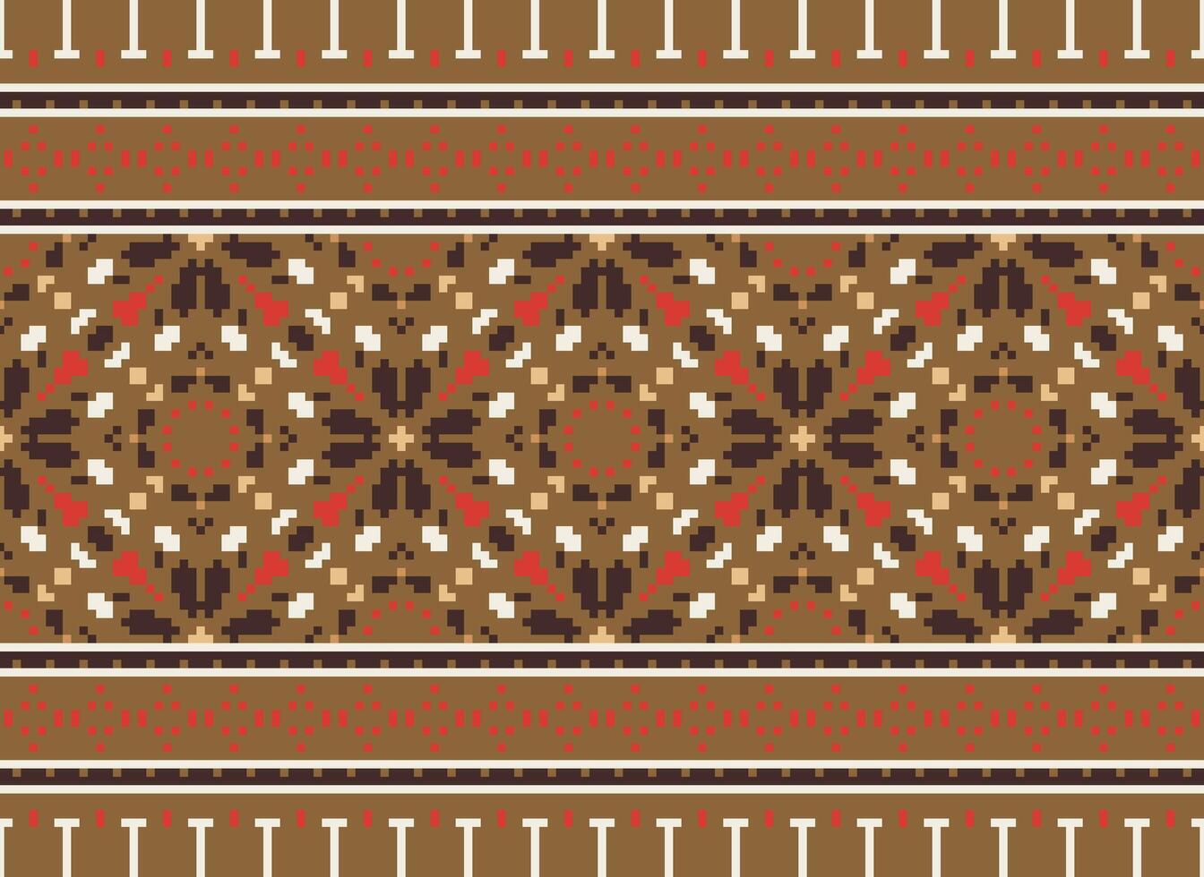 píxel étnico modelo vector antecedentes. sin costura modelo tradicional, diseño para fondo, fondo de pantalla, batik, tela, alfombra, ropa, envase, y textil.étnico modelo vector ilustración.