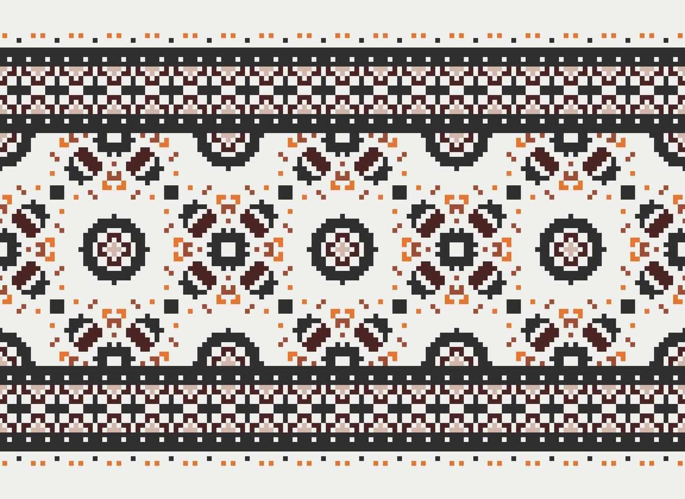 Pixel Ethnic pattern vector background. seamless pattern traditional, Design for background, wallpaper, Batik, fabric, carpet, clothing, wrapping, and textile.ethnic pattern Vector illustration.