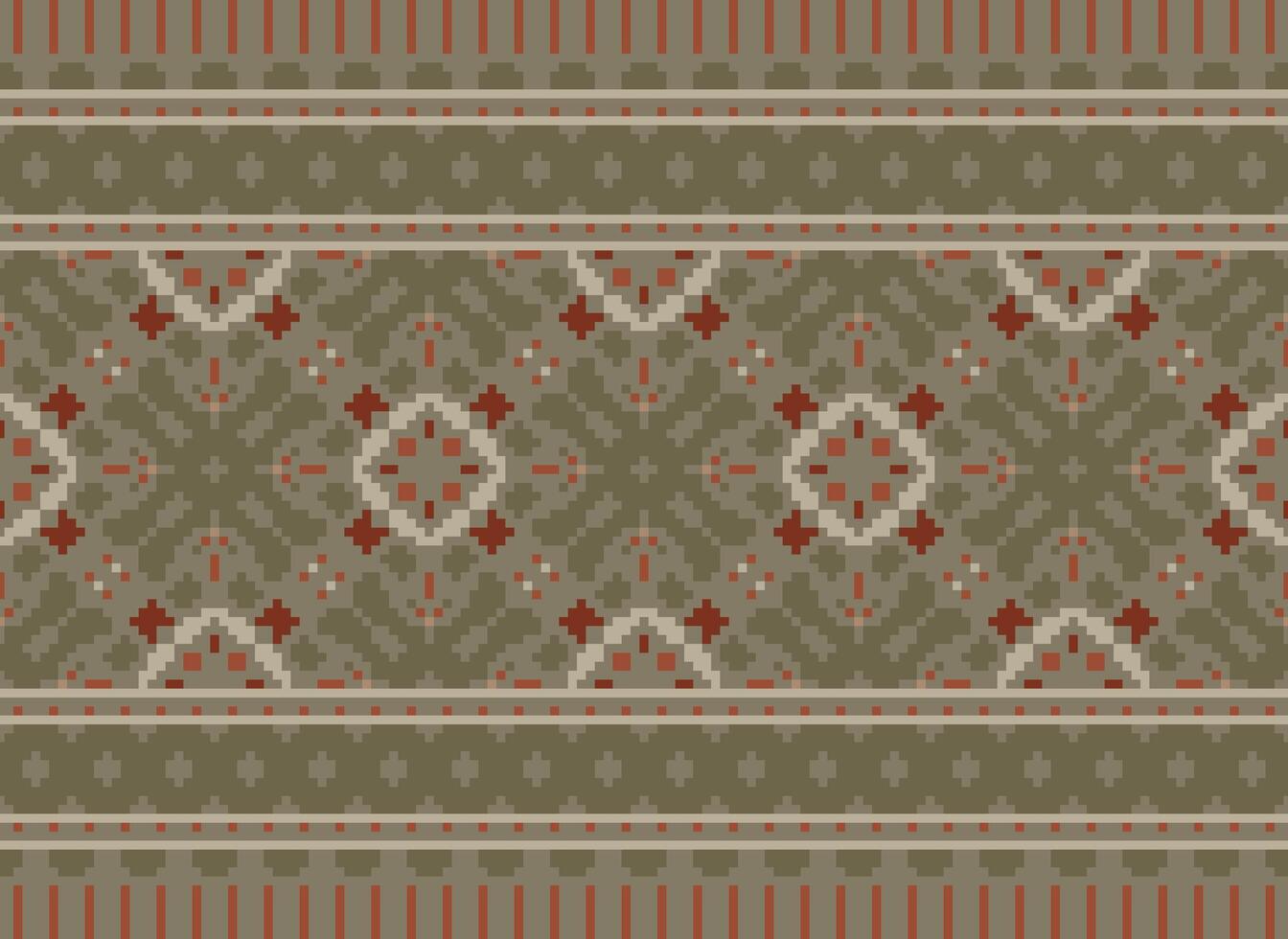 Pixel Ethnic pattern vector background. seamless pattern traditional, Design for background, wallpaper, Batik, fabric, carpet, clothing, wrapping, and textile.ethnic pattern Vector illustration.