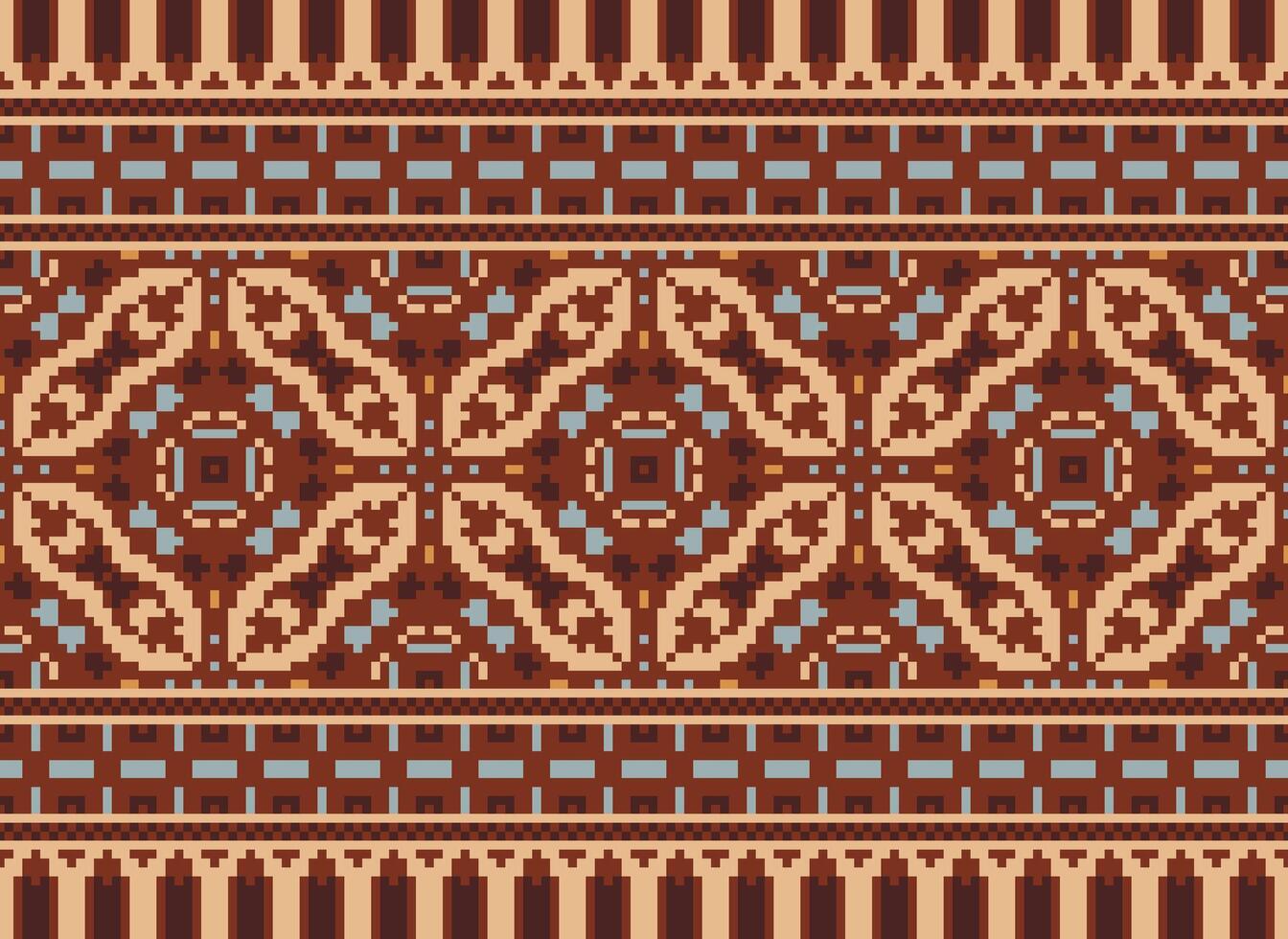 Pixel Ethnic pattern vector background. seamless pattern traditional, Design for background, wallpaper, Batik, fabric, carpet, clothing, wrapping, and textile.ethnic pattern Vector illustration.