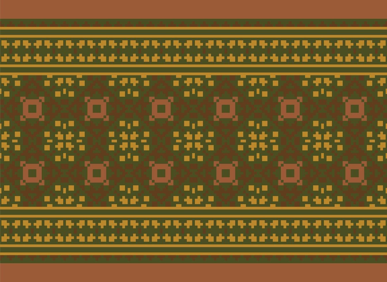 Pixel Ethnic pattern vector background. seamless pattern traditional, Design for background, wallpaper, Batik, fabric, carpet, clothing, wrapping, and textile.ethnic pattern Vector illustration.