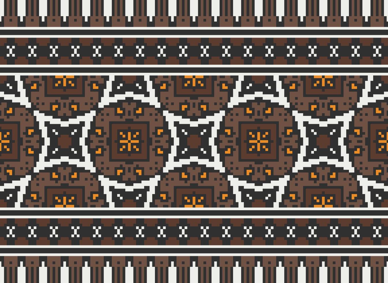 Pixel Ethnic pattern vector background. seamless pattern traditional, Design for background, wallpaper, Batik, fabric, carpet, clothing, wrapping, and textile.ethnic pattern Vector illustration.