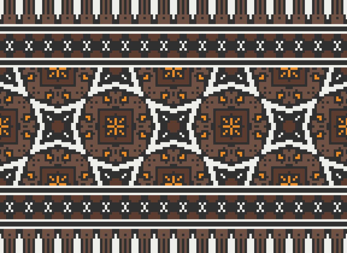 Pixel Ethnic pattern vector background. seamless pattern traditional, Design for background, wallpaper, Batik, fabric, carpet, clothing, wrapping, and textile.ethnic pattern Vector illustration.