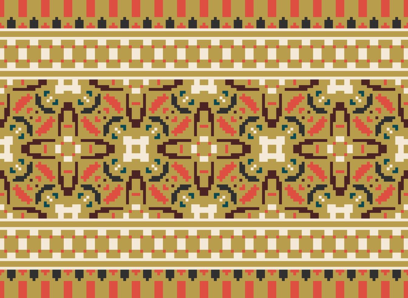 píxel étnico modelo vector antecedentes. sin costura modelo tradicional, diseño para fondo, fondo de pantalla, batik, tela, alfombra, ropa, envase, y textil.étnico modelo vector ilustración.