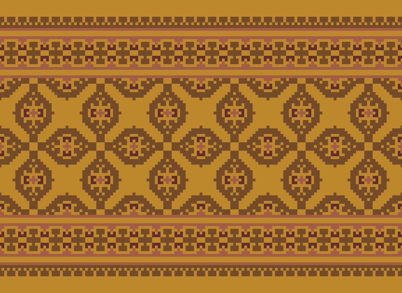 Pixel Ethnic pattern vector background. seamless pattern traditional, Design for background, wallpaper, Batik, fabric, carpet, clothing, wrapping, and textile.ethnic pattern Vector illustration.