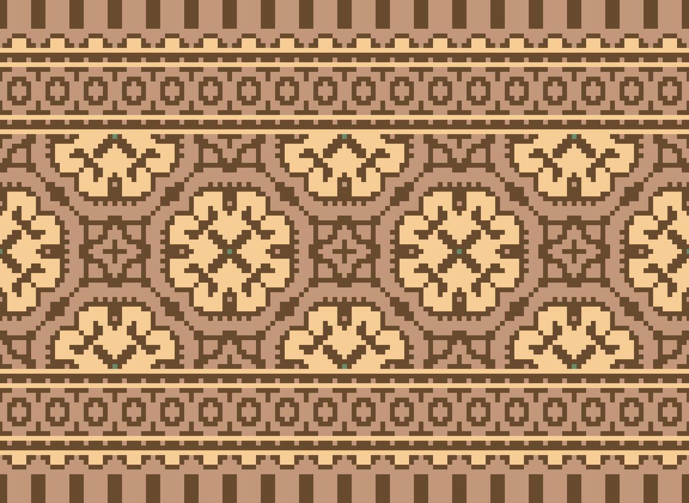 Pixel Ethnic pattern vector background. seamless pattern traditional, Design for background, wallpaper, Batik, fabric, carpet, clothing, wrapping, and textile.ethnic pattern Vector illustration.