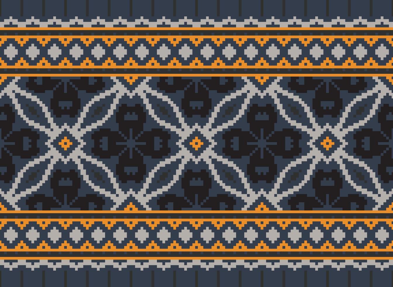 Pixel Ethnic pattern vector background. seamless pattern traditional, Design for background, wallpaper, Batik, fabric, carpet, clothing, wrapping, and textile.ethnic pattern Vector illustration.
