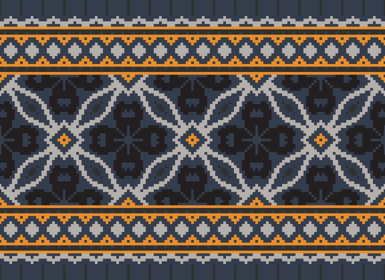 Pixel Ethnic pattern vector background. seamless pattern traditional, Design for background, wallpaper, Batik, fabric, carpet, clothing, wrapping, and textile.ethnic pattern Vector illustration.