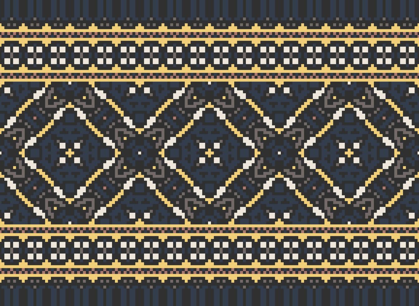 Pixel Ethnic pattern vector background. seamless pattern traditional, Design for background, wallpaper, Batik, fabric, carpet, clothing, wrapping, and textile.ethnic pattern Vector illustration.