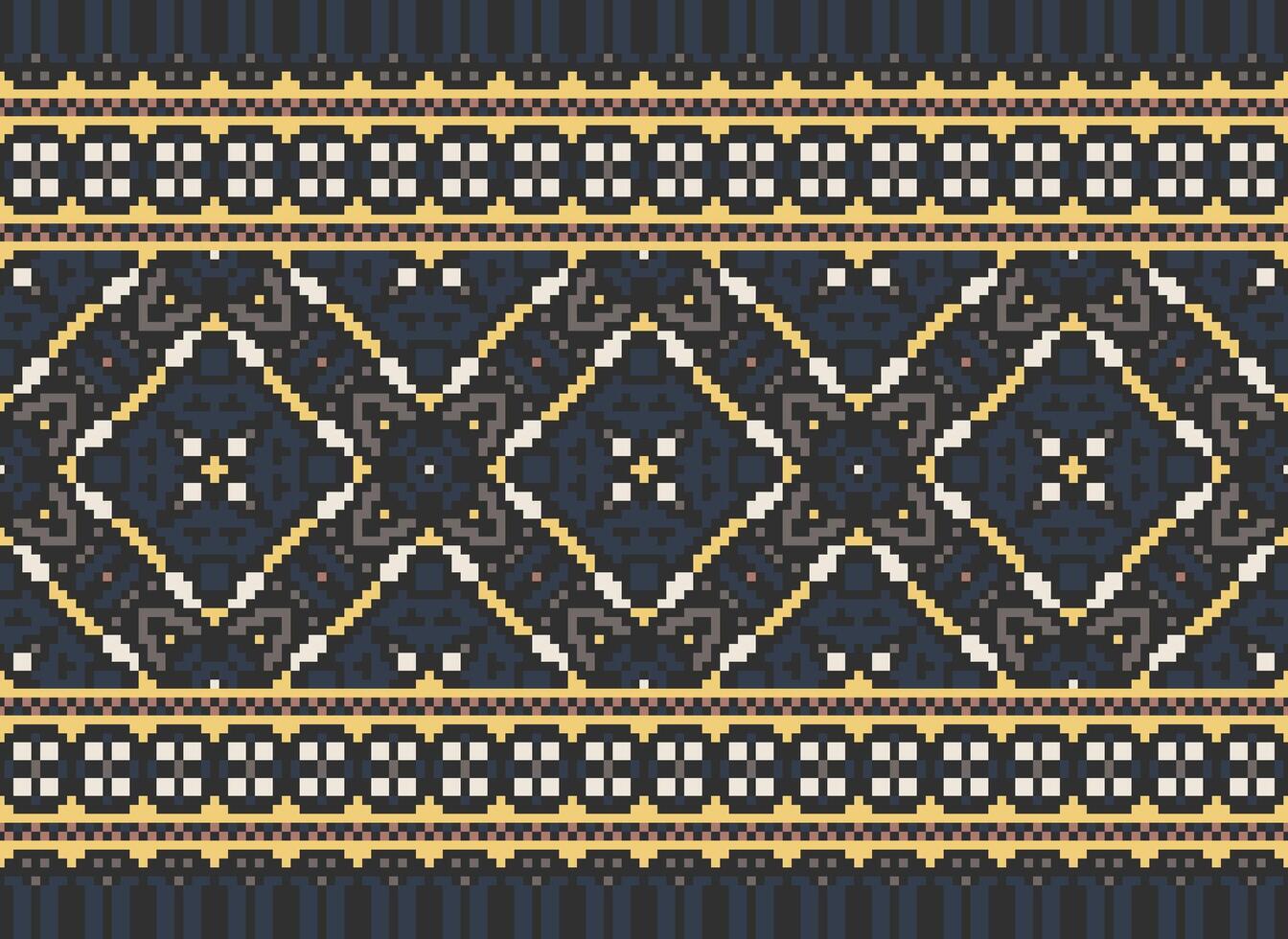 Pixel Ethnic pattern vector background. seamless pattern traditional, Design for background, wallpaper, Batik, fabric, carpet, clothing, wrapping, and textile.ethnic pattern Vector illustration.