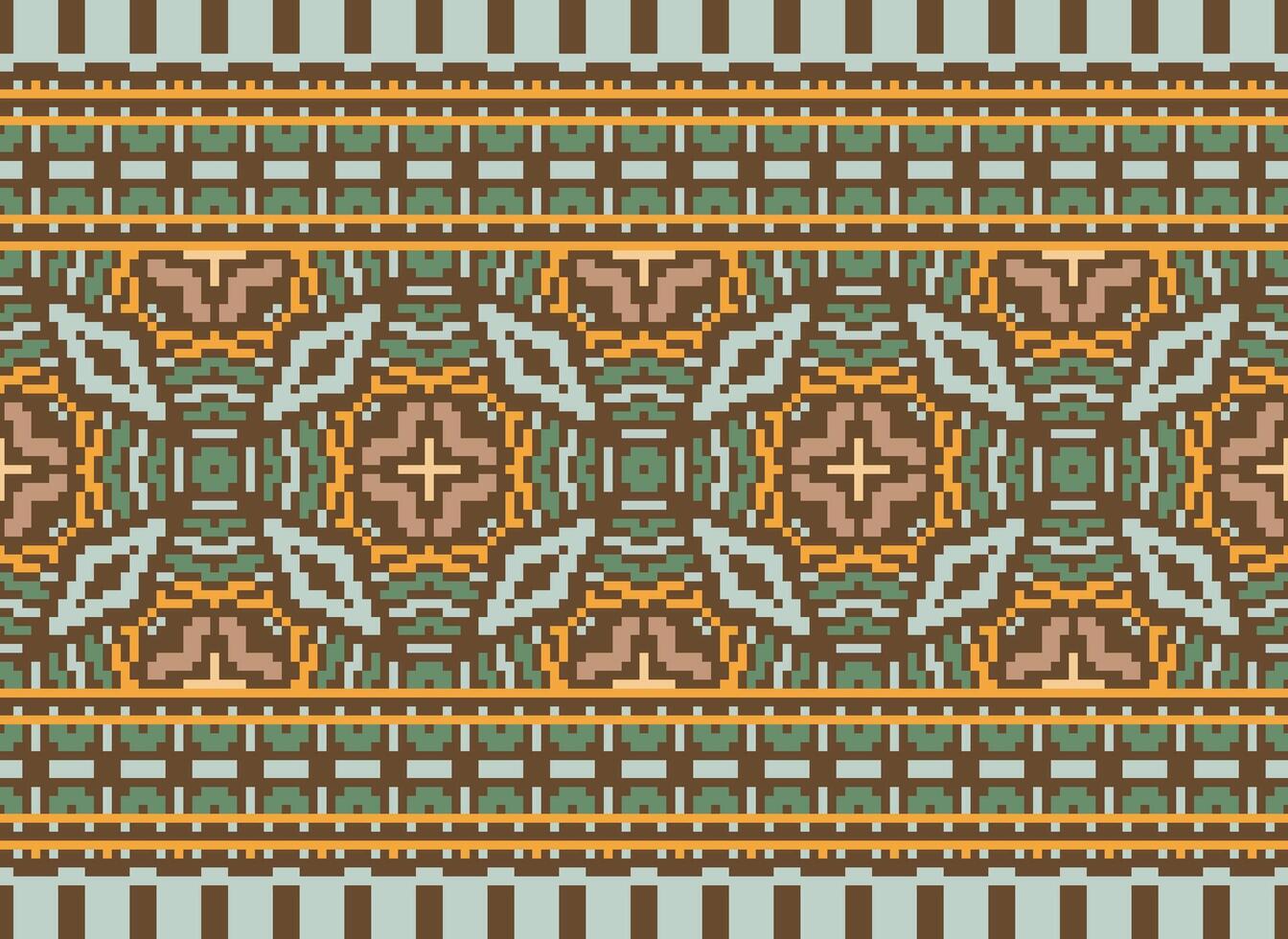 píxel étnico modelo vector antecedentes. sin costura modelo tradicional, diseño para fondo, fondo de pantalla, batik, tela, alfombra, ropa, envase, y textil.étnico modelo vector ilustración.