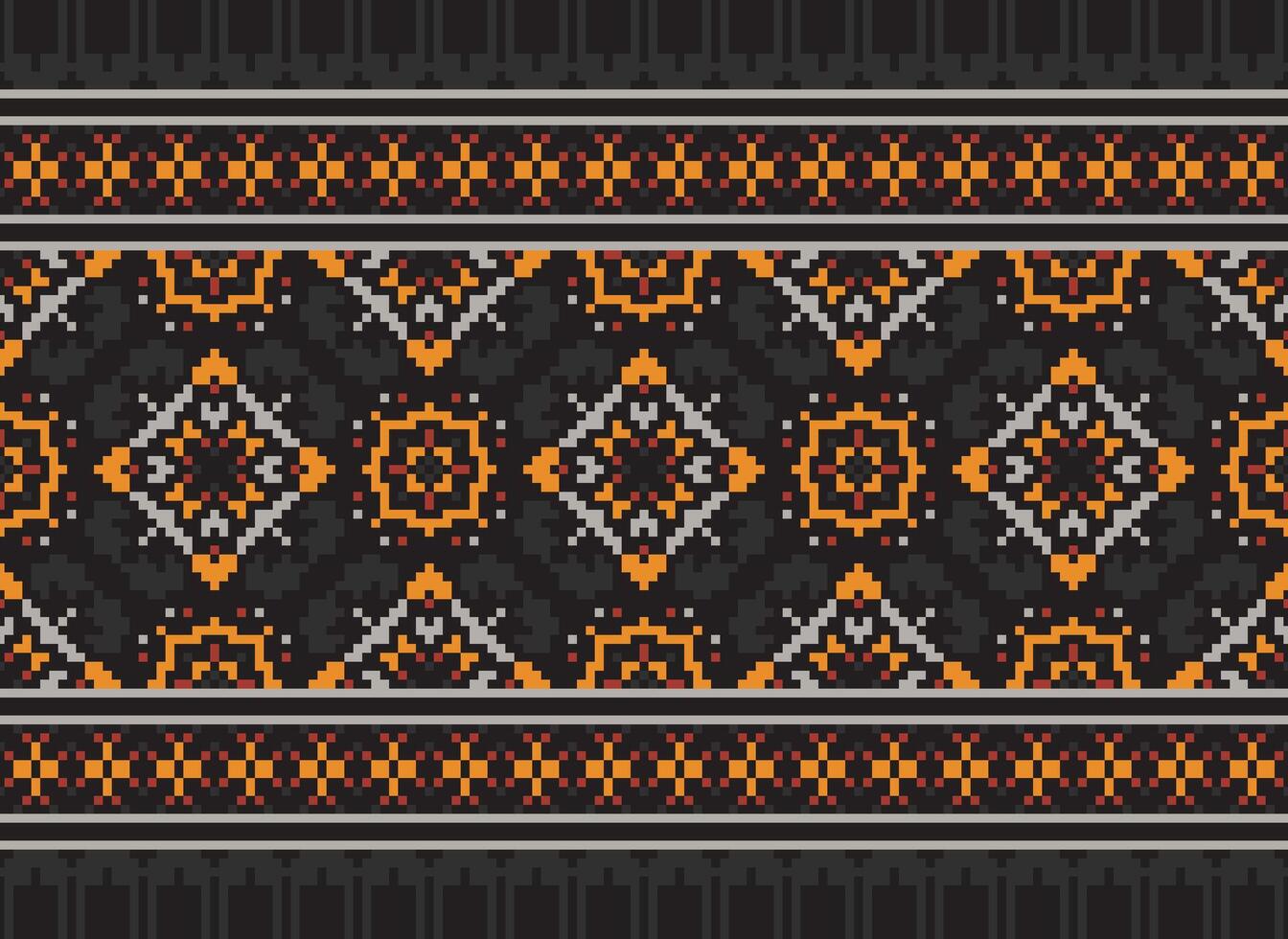 Pixel Ethnic pattern vector background. seamless pattern traditional, Design for background, wallpaper, Batik, fabric, carpet, clothing, wrapping, and textile.ethnic pattern Vector illustration.