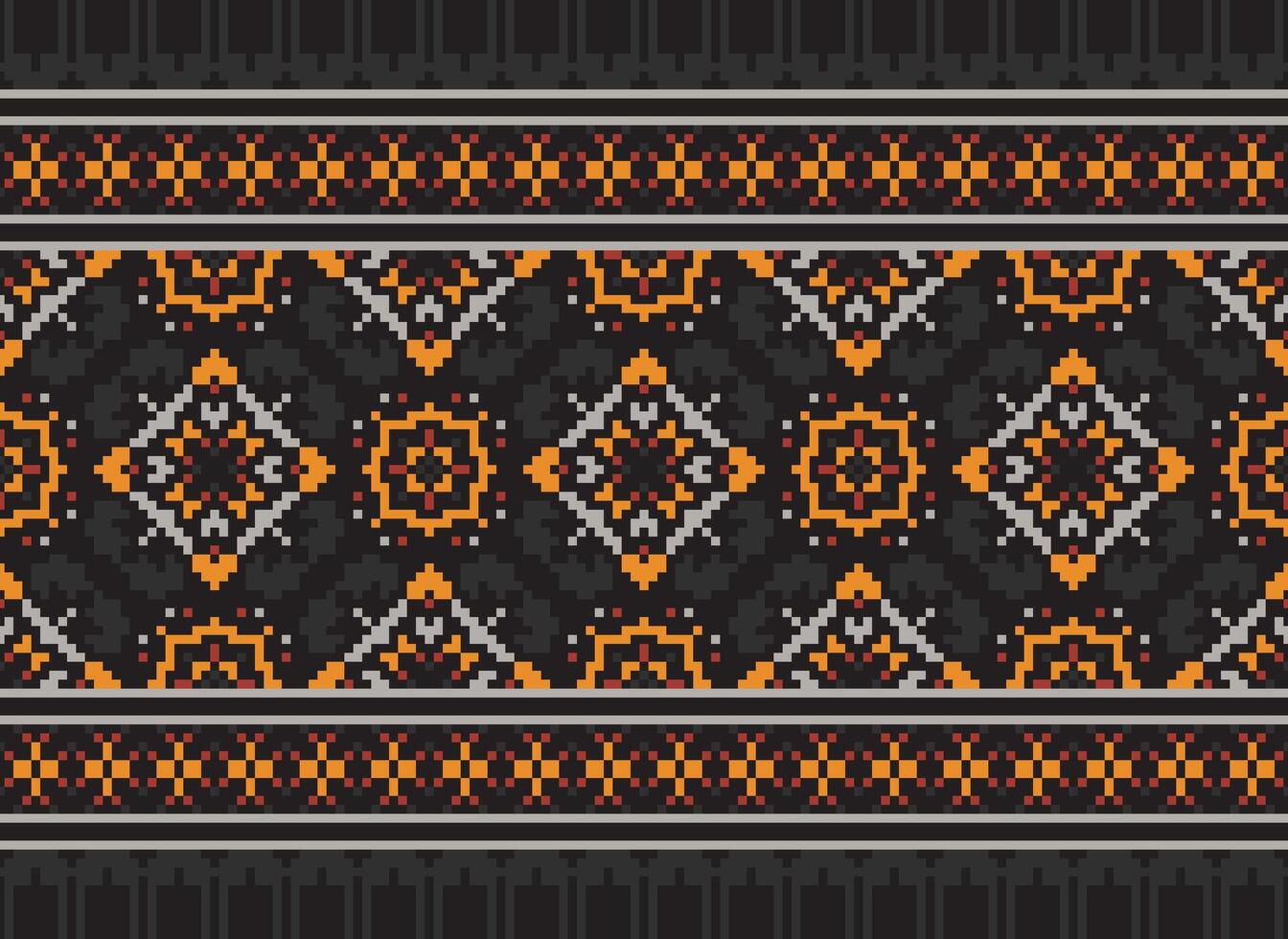 Pixel Ethnic pattern vector background. seamless pattern traditional, Design for background, wallpaper, Batik, fabric, carpet, clothing, wrapping, and textile.ethnic pattern Vector illustration.