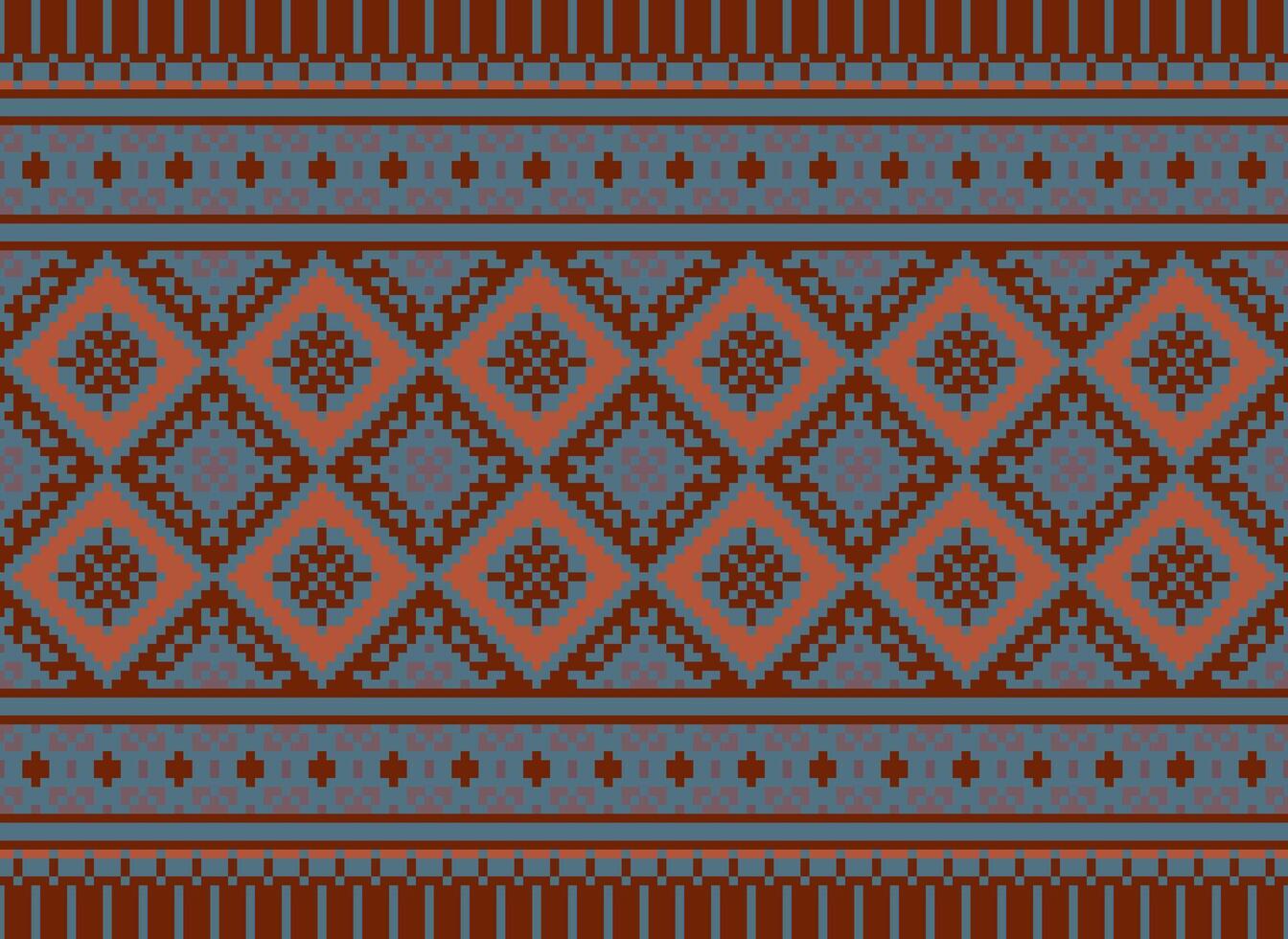 Pixel Ethnic pattern vector background. seamless pattern traditional, Design for background, wallpaper, Batik, fabric, carpet, clothing, wrapping, and textile.ethnic pattern Vector illustration.