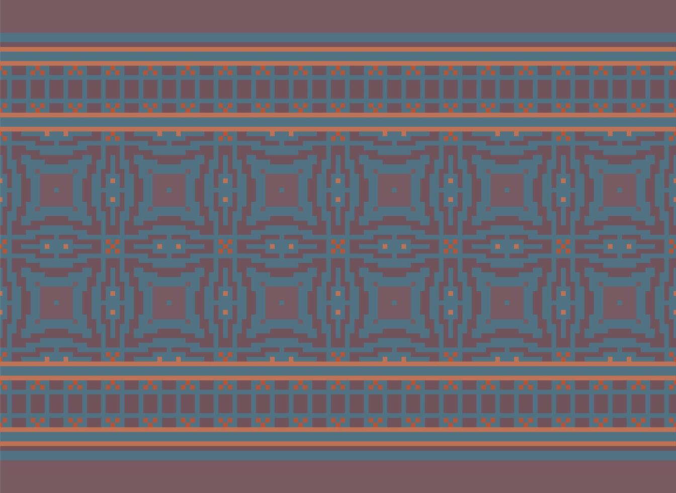 Pixel Ethnic pattern vector background. seamless pattern traditional, Design for background, wallpaper, Batik, fabric, carpet, clothing, wrapping, and textile.ethnic pattern Vector illustration.