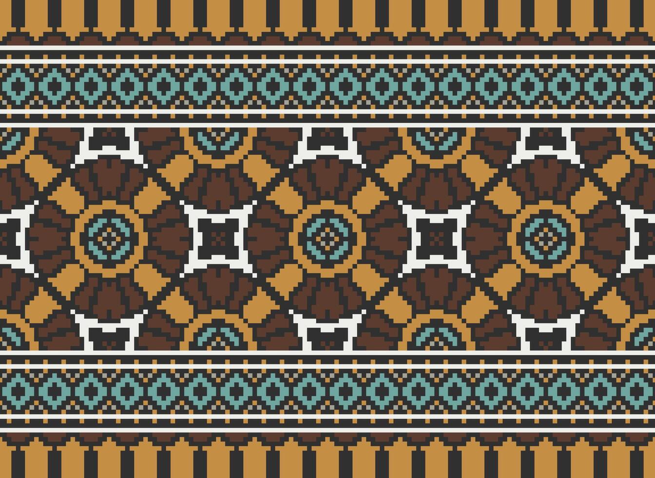 Pixel Ethnic pattern vector background. seamless pattern traditional, Design for background, wallpaper, Batik, fabric, carpet, clothing, wrapping, and textile.ethnic pattern Vector illustration.