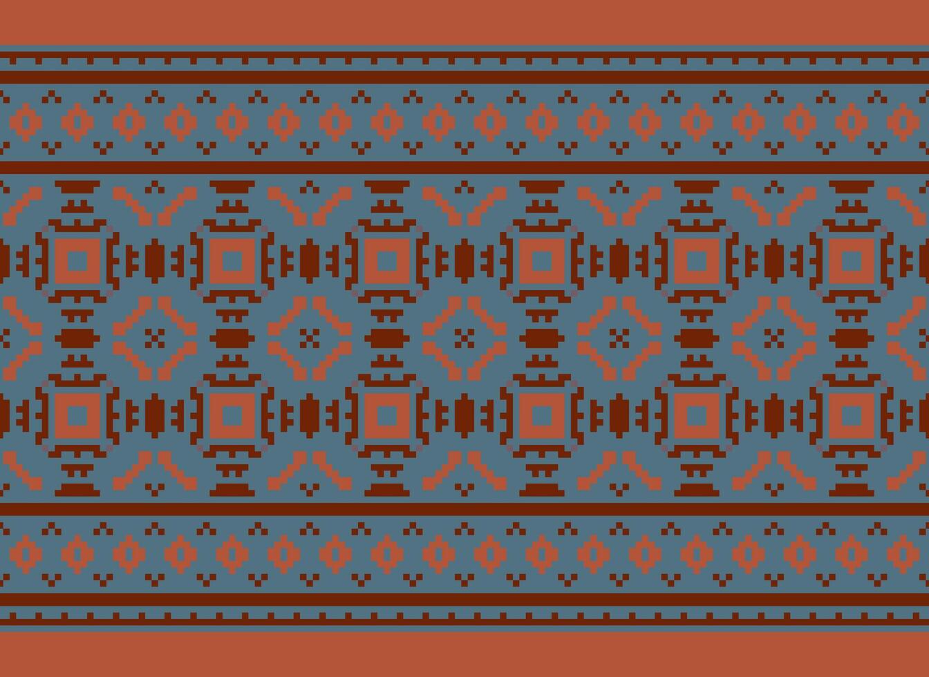 Pixel Ethnic pattern vector background. seamless pattern traditional, Design for background, wallpaper, Batik, fabric, carpet, clothing, wrapping, and textile.ethnic pattern Vector illustration.