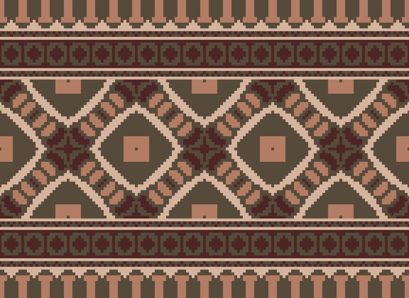 Pixel Ethnic pattern vector background. seamless pattern traditional, Design for background, wallpaper, Batik, fabric, carpet, clothing, wrapping, and textile.ethnic pattern Vector illustration.