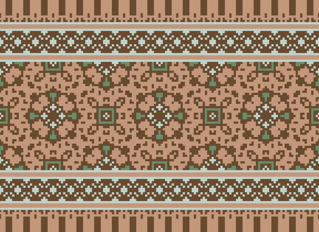 Pixel Ethnic pattern vector background. seamless pattern traditional, Design for background, wallpaper, Batik, fabric, carpet, clothing, wrapping, and textile.ethnic pattern Vector illustration.