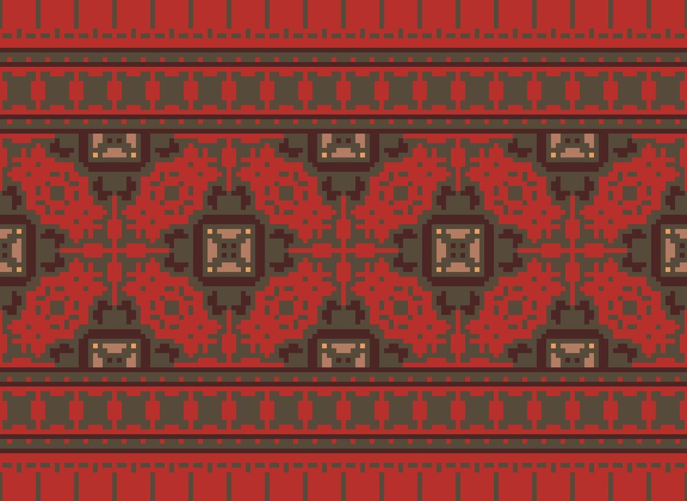 Pixel Ethnic pattern vector background. seamless pattern traditional, Design for background, wallpaper, Batik, fabric, carpet, clothing, wrapping, and textile.ethnic pattern Vector illustration.