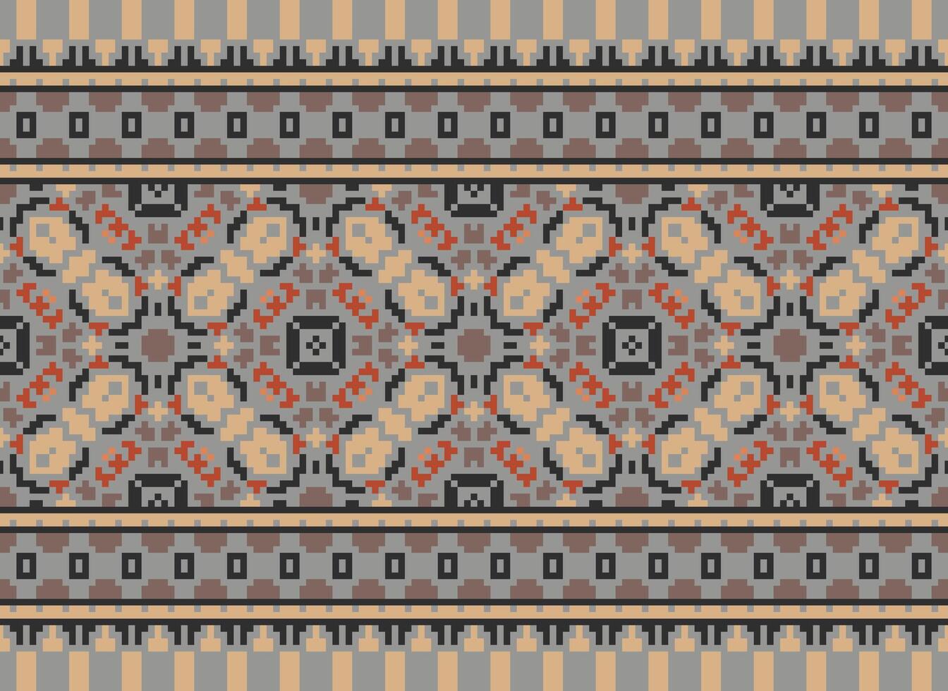 Pixel Ethnic geometric fabric pattern Cross Stitch.Ikat embroidery Ethnic oriental Pixel pattern blue background. Abstract,vector,illustration. Texture,clothing,frame,decoration,motifs,silk wallpaper. vector